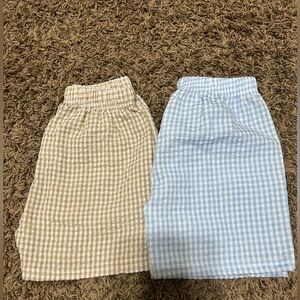 Gingham Checkered Skirts in Tan and Blue